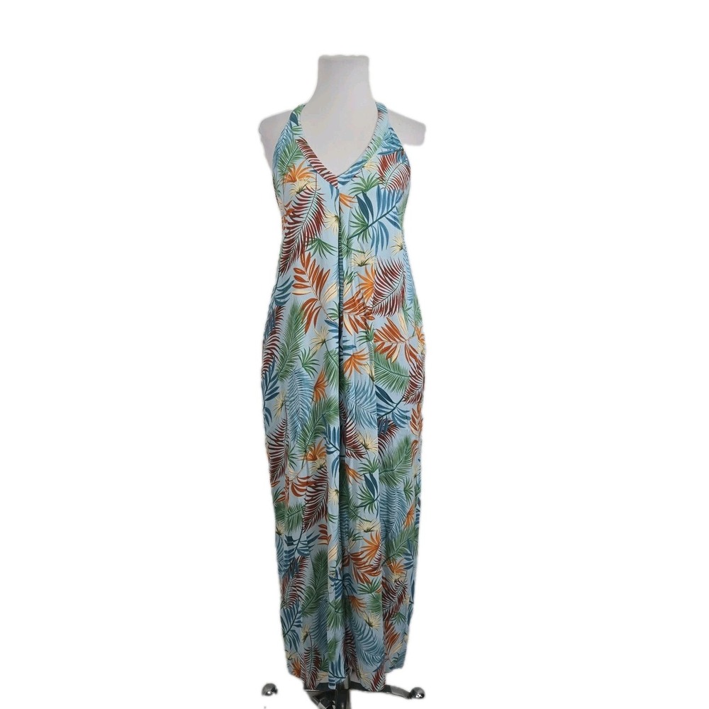LoveStitch Small Maxi Halter‎ Racerback Tropical Print Dress With Pockets S